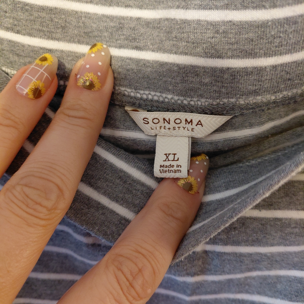 Sonoma Charcoal and White Striped Top